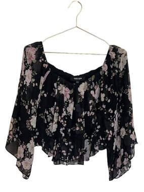 𝐄𝐕𝐄𝐑 𝐍𝐄𝐖 𝐌𝐄𝐋𝐁𝐎𝐔𝐑𝐍𝐄 Floral Off-Shoulder Black Top